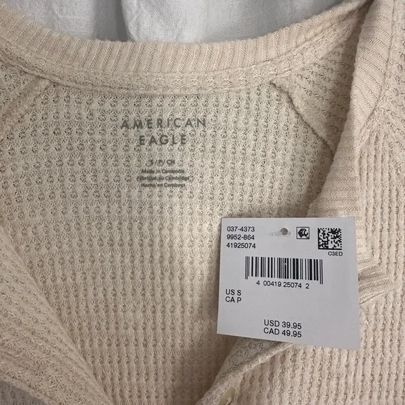 American Eagle Outfitters Beige Textured Henley - Picture 2 of 2